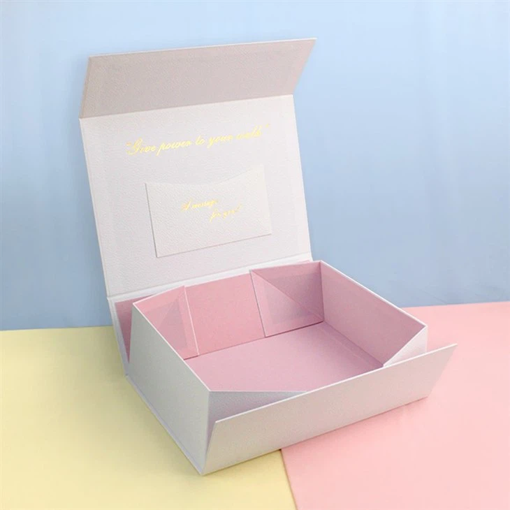 Custom luxury white magnet flap clothing paper box foldable magnetic closure gift boxes with black ribbon (7)