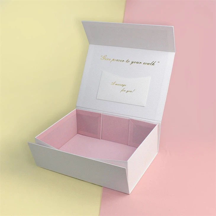 Custom luxury white magnet flap clothing paper box foldable magnetic closure gift boxes with black ribbon (1)