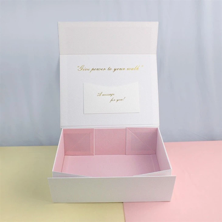 Custom luxury white magnet flap clothing paper box foldable magnetic closure gift boxes with black ribbon (6)
